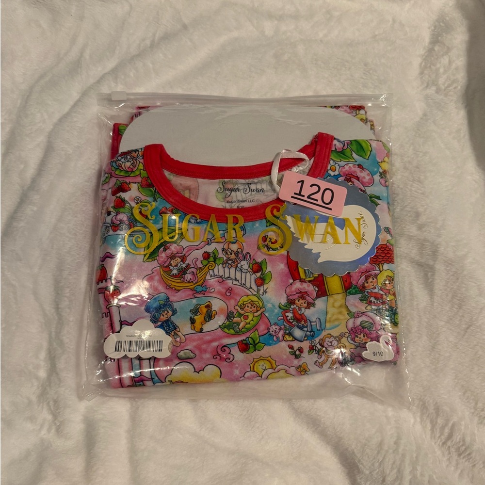 9/10 Sugar Swan Bamboo Strawberry Shortcake 2 Piece Pajama *New in Bag*